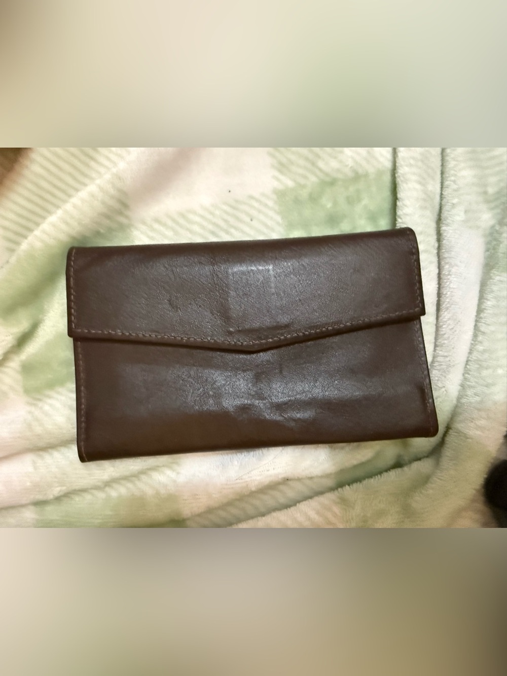 Brown Faux Leather Envelope Wallet Clutch - Women Bags 6.5”W X 4”H Approximately